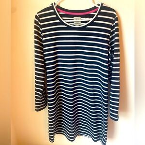 Women's Medium 100% Cotton Long Sleeved Striped Mini Dress Or Tunic